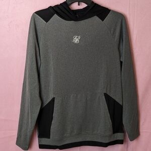 SikSilk Gray and Black Endurance Pullover Street Hoodie size Medium